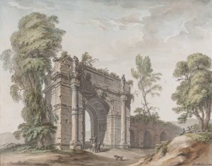 Design for a Triumphal Arch for the Gardens at Chateau d'Enghien, Belgium by Charles De Wailly Oil Painting
