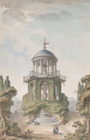 Design for the Temple of Apollo in the Gardens of the Chateau d'Enghien, Belgium by Charles De Wailly Oil Painting