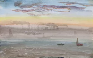 East River, Sunrise by Charles De Wolf Brownell Oil Painting