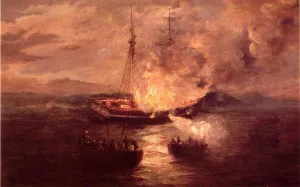 The Burning of the Gaspee by Charles De Wolf Brownell - Oil Painting Reproduction