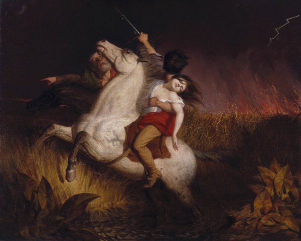 Prairie on Fire  by Charles Deas - Hand-Painted Oil Painting Reproduction