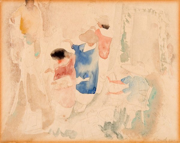 Main Product Photo of Artists Sketching  Painting by Charles Demuth