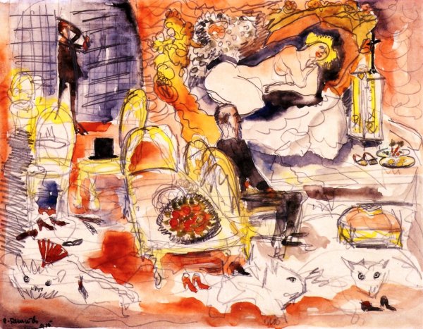 Main Product Photo of Count Muffat Discovers Nana with the Marquis de Chouard Painting by Charles Demuth