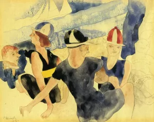 Figures o Beach - Gloucester Oil painting by Charles Demuth