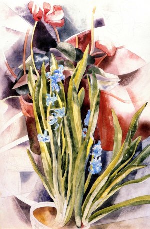 Flower Study No. 1 also known as Cyclamen and Hyacinth Oil painting by Charles Demuth