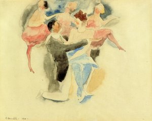 In Vaudeville: Man and Woman with Chorus by Charles Demuth Oil Painting