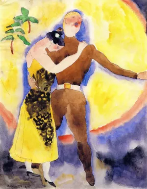 In Vaudeville: Soldier and Girlfriend Oil painting by Charles Demuth