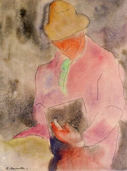 Main Product Photo of Man with Book Painting by Charles Demuth