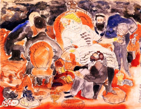 Main Product Photo of Nana and Her Men Painting by Charles Demuth