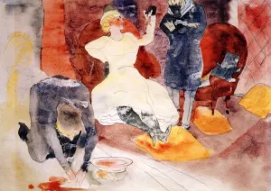 Scene After Georges Stabs Himself with the Scissors 2nd Version by Charles Demuth Oil Painting