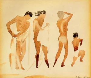Simi-Nude Figures by Charles Demuth Oil Painting