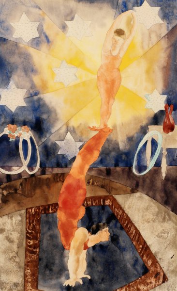 Main Product Photo of Two Acrobats in Red Tights  Painting by Charles Demuth