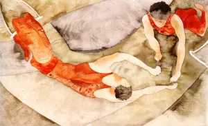 Two Trapeze Performers in Red by Charles Demuth Oil Painting