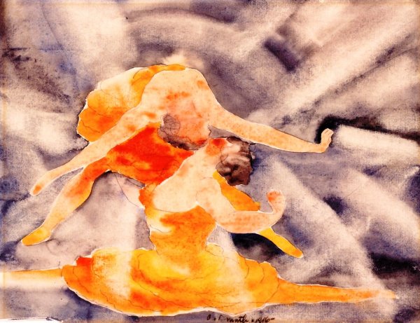 Main Product Photo of Two Women Acrobats Painting by Charles Demuth
