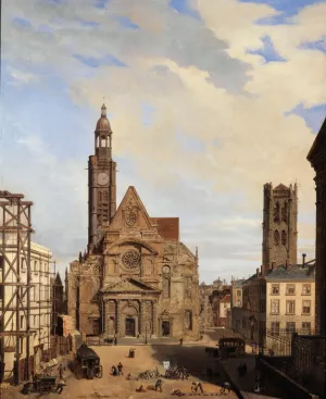 L'eglise Saint-etienne-du-Mont by Charles Desire Claude Maillot Oil Painting