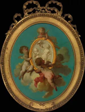 Putti with a Medallion by Charles Dominique Joseph Eisen Oil Painting