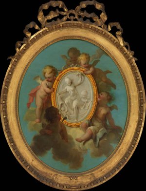 Putti with a Medallion by Charles Dominique Joseph Eisen Oil Painting