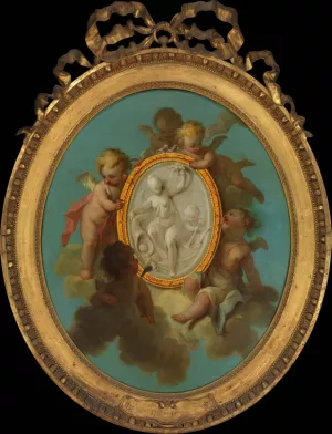 Putti with a Medallion by Charles Dominique Joseph Eisen Oil Painting