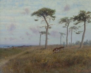 Cattle Grazing among Monterey Cypress Trees by Charles Dorman Robinson Oil Painting
