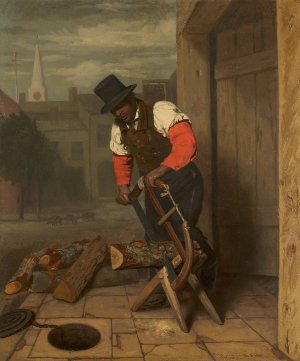 The Wood Sawyer by Charles E. Weir Oil Painting