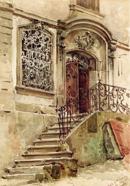 Main Product Photo of School at Fribourg Painting by Charles Edmund Dana