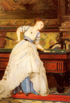 An Elegant Billiard Player Oil painting by Charles Edouard Boutibonne