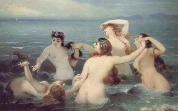 Main Product Photo of Mermaids Frolicking in the Sea Painting by Charles Edouard Boutibonne