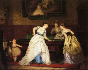 The Game of Billiards by Charles Edouard Boutibonne Oil Painting