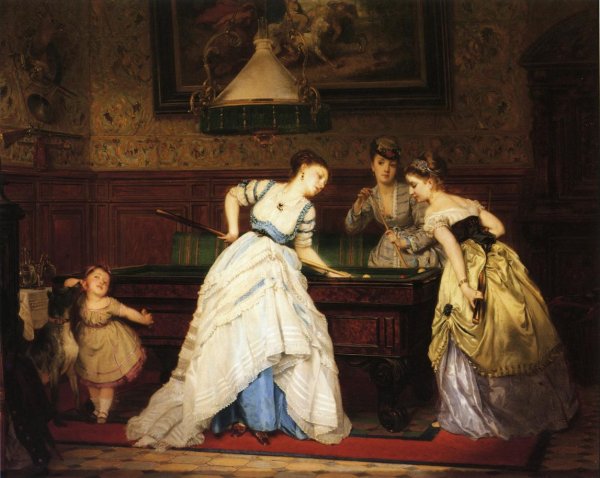 The Game of Billiards by Charles Edouard Boutibonne - Hand-Painted Oil Painting Reproduction