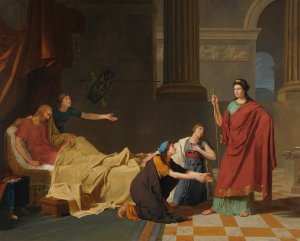 Les Filles de Pelias demandant a Medee le rajeunissement de leur pere by Charles-Edouard Chaise Oil Painting