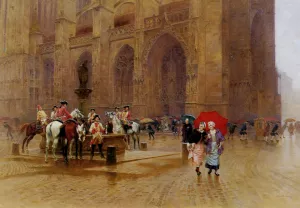 La Sortie de la Messe by Charles Edouard Edmond Delort - Oil Painting Reproduction