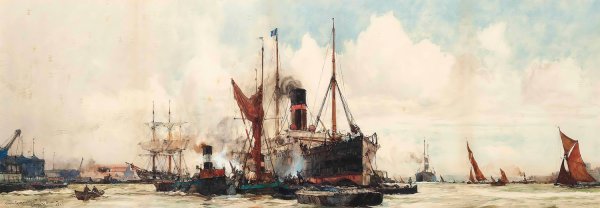 Above Greenwich  by Charles Edward Dixon - Hand-Painted Oil Painting Reproduction