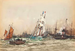 With Wind And Tide, Greenwich by Charles Edward Dixon Oil Painting