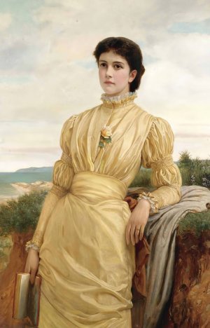 The Lady In The Yellow Dress by Charles Edward Perugini Oil Painting