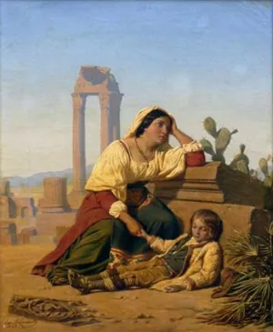 Grief by Charles Emile Lecomte-Vernet Oil Painting