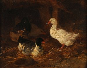 Canards dans une basse-cour by Charles Emile Jacque Oil Painting