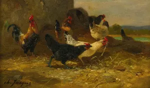Hens And Cocks by Charles Emile Jacque Oil Painting