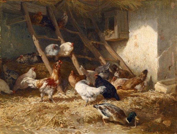 Main Product Photo of Hoenders  Painting by Charles Emile Jacque