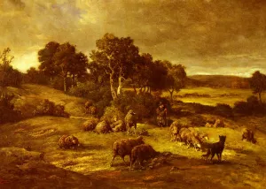 Le Troupeau Oil painting by Charles Emile Jacque