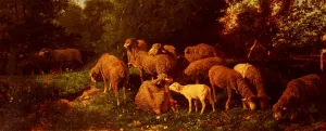 Les Moutons Dans Le Sous-Bois by Charles Emile Jacque Oil Painting