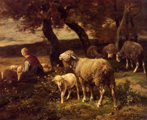 Shepherdess and Sheep