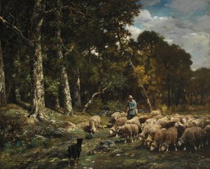 The Flock by Charles Emile Jacque Oil Painting