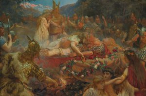 Death Of A Viking Warrior by Charles Ernest Butler Oil Painting