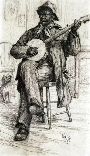 Banjo Player by Charles Ethan Porter - Oil Painting Reproduction