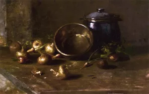 Crock, Kettle, and Onions by Charles Ethan Porter - Oil Painting Reproduction