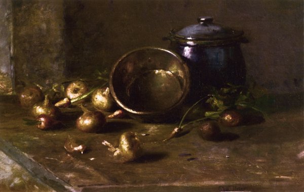 Crock, Kettle, and Onions by Charles Ethan Porter - Hand-Painted Oil Painting Reproduction