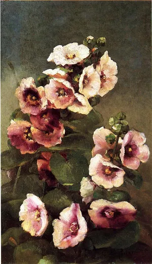 Pink Hollyhocks by Charles Ethan Porter - Oil Painting Reproduction