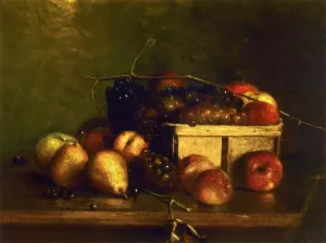 Still Life with Fruit and Basket by Charles Ethan Porter - Oil Painting Reproduction