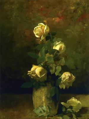 Yellow Roses in a Vase by Charles Ethan Porter - Oil Painting Reproduction