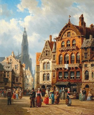 Antwerp by Charles Euphrasie Kuwasseg Oil Painting